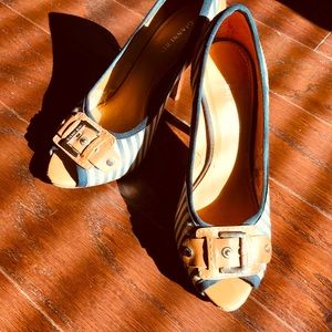 Gianni Bini Platform Peeptoe Navy Striped